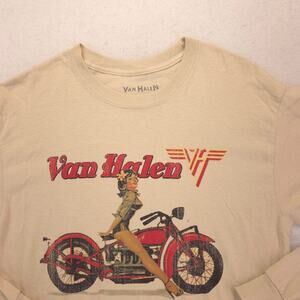 Van Halen Band Crew Neck Long Sleeve Graphic T-Shirt Adult Mens Size M Tan